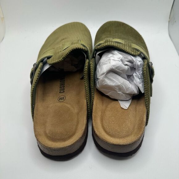 CUSHIONAIRE Women's Cork Footbed Clog with Genuine Leather Upper 8 GREEN NEW - Picture 4 of 7